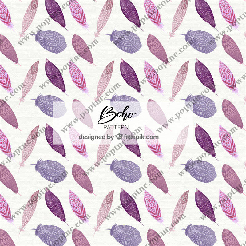 梦幻紫色羽毛图案面料印花,打造波西米亚风格服装印花设计