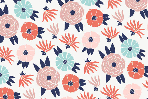 优雅花卉图案面料印花，春季服装印花设计灵感