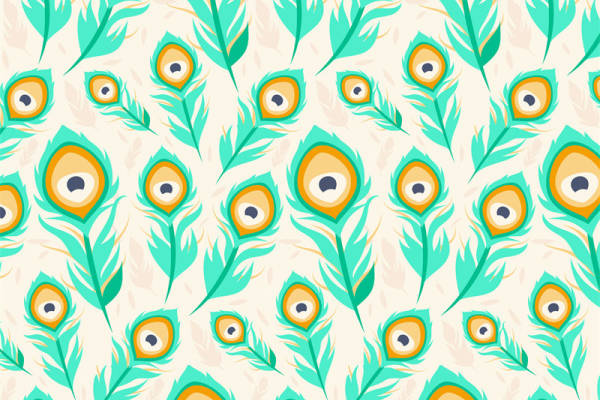 优雅孔雀羽毛图案面料印花，打造独特服装印花风格