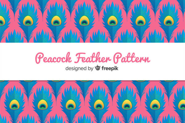 时尚孔雀羽毛图案服装印花面料设计