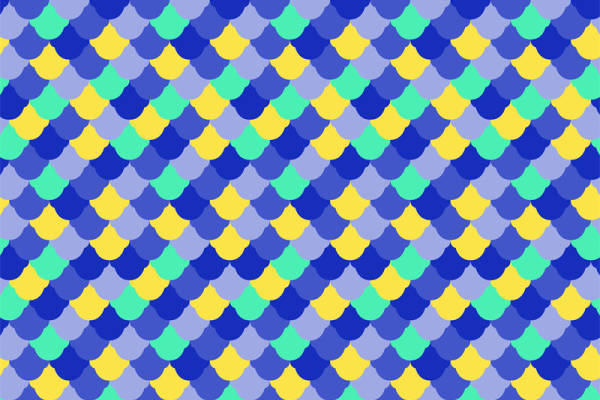 清新蓝黄绿三色几何图案服装印花面料设计