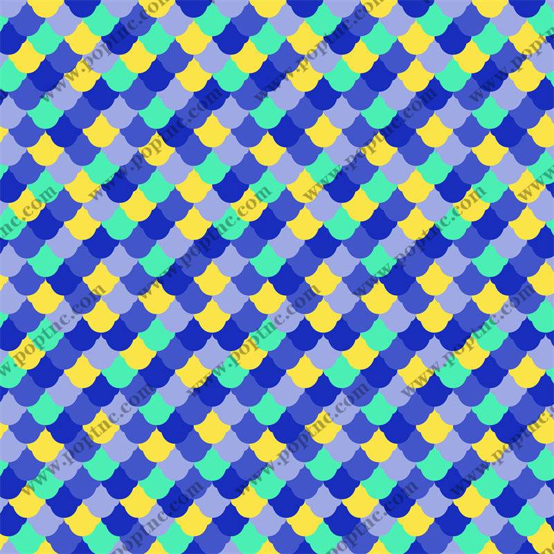 清新蓝黄绿三色几何图案服装印花面料设计