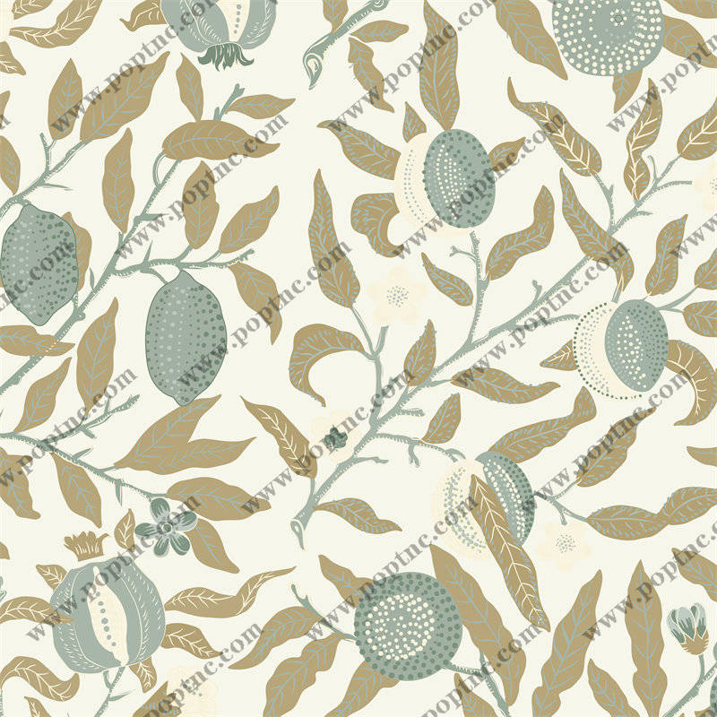 自然风格仙人掌与叶子图案服装印花面料