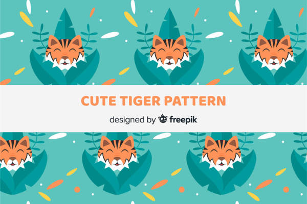 清新自然风格老虎图案服装印花面料设计