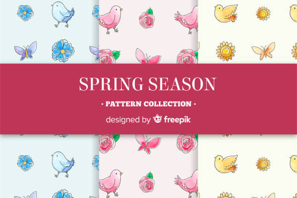 春日花卉与动物图案服装印花面料设计