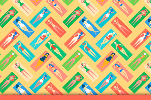 夏日风情：海滩人物图案服装印花设计