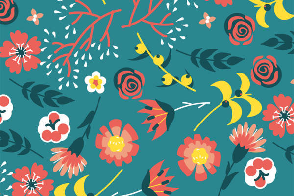 春意盎然的花卉图案服装印花面料设计