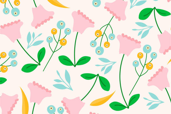 春日花卉图案服装印花面料设计