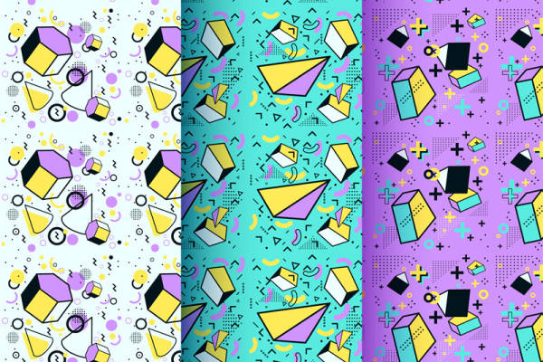 多色几何图形面料印花：时尚服装印花设计