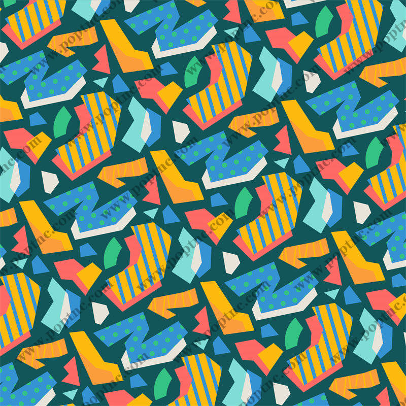 活力四射的抽象几何图案服装印花面料