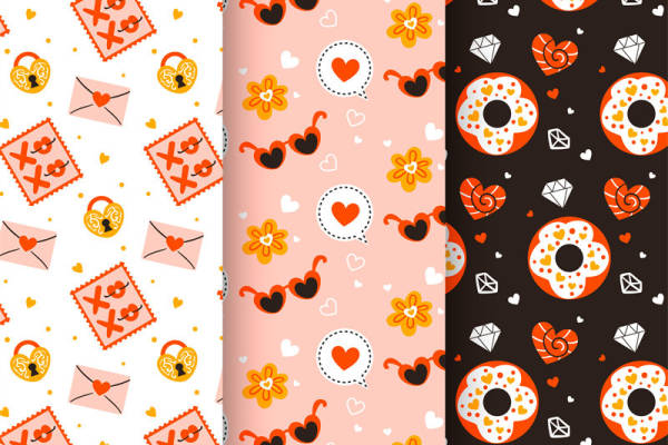 2024年新款时尚服装印花面料：甜蜜爱心与花朵图案