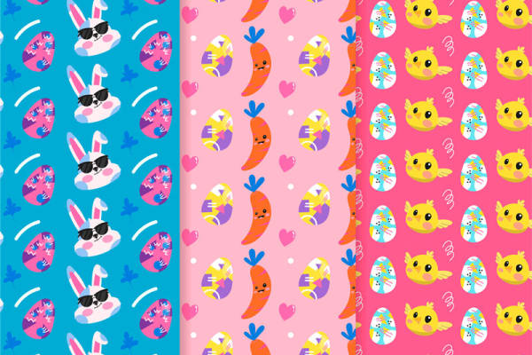 可爱动物与胡萝卜图案服装印花面料设计