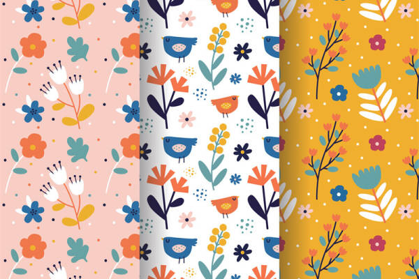 春日花园系列：多彩鸟类与花卉面料印花服装