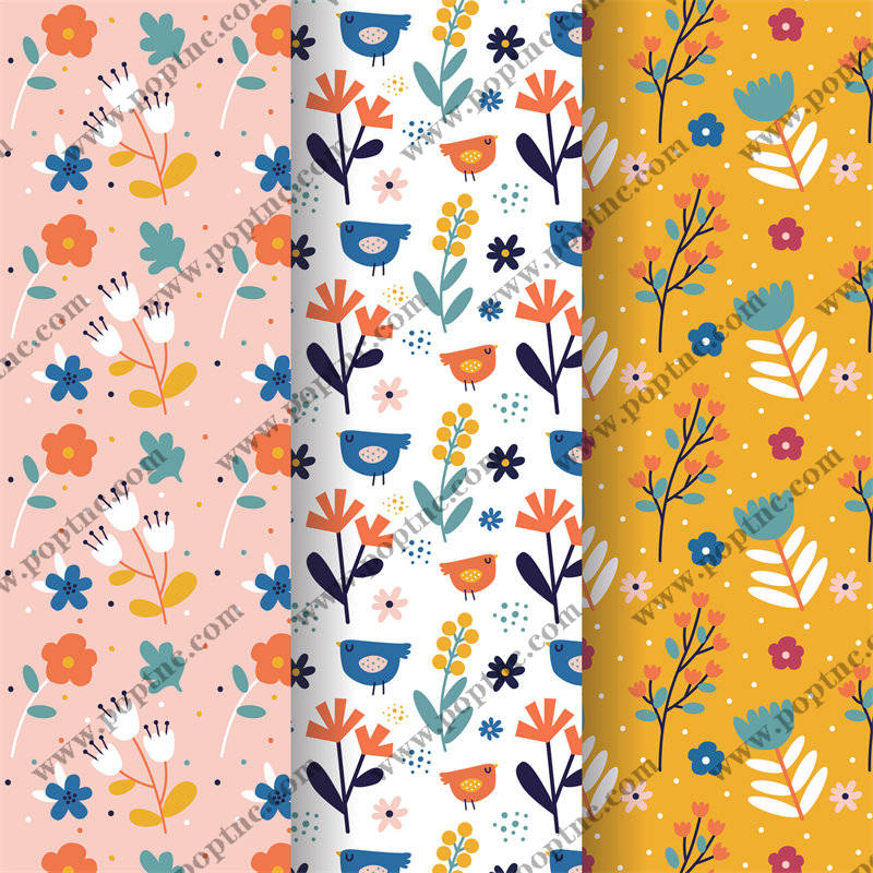 春日花园系列:多彩鸟类与花卉面料印花服装