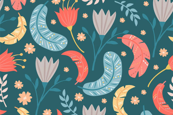 春日花卉图案服装印花面料,自然风格时尚设计