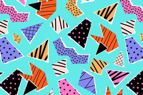 活力四射的多色几何图案服装印花面料