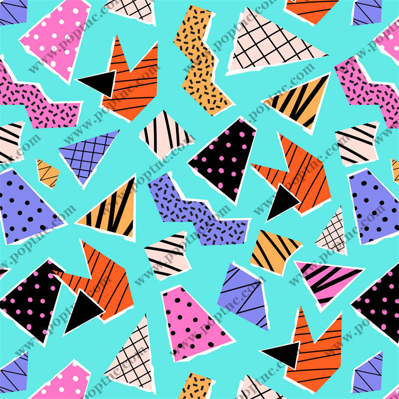 活力四射的多色几何图案服装印花面料