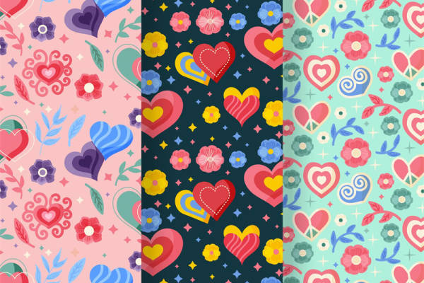 探索多彩心形与花卉图案面料印花，打造浪漫服装印花设计