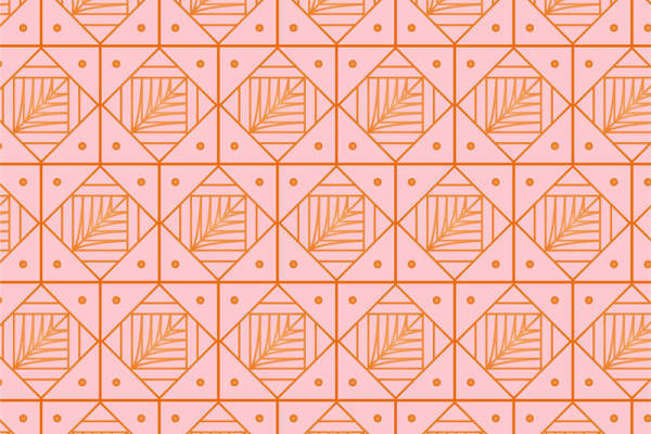 优雅粉色与金色几何图案服装印花面料设计