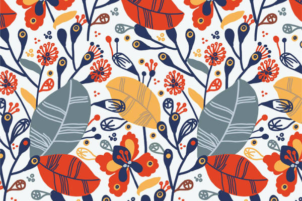 春日花卉图案面料印花:时尚服装印花设计