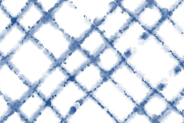 优雅水彩蓝白菱形图案服装印花面料