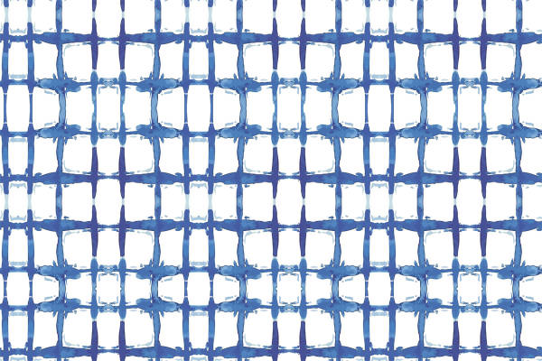 优雅水彩蓝白格子服装印花面料推荐