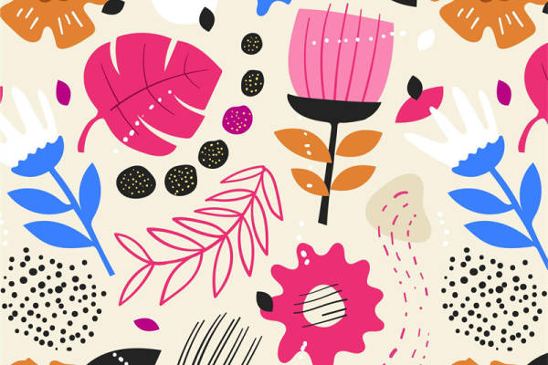 春日绽放：多彩抽象花卉服装印花面料设计