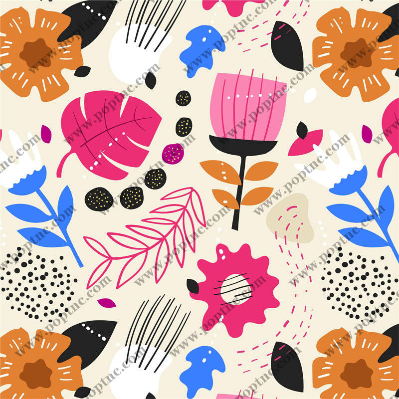 春日绽放:多彩抽象花卉服装印花面料设计