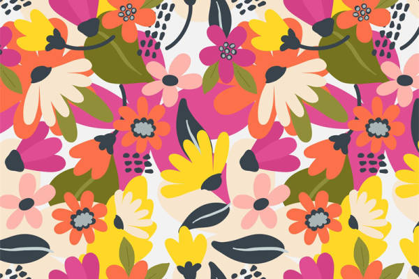 春日花园色彩斑斓的服装印花面料设计