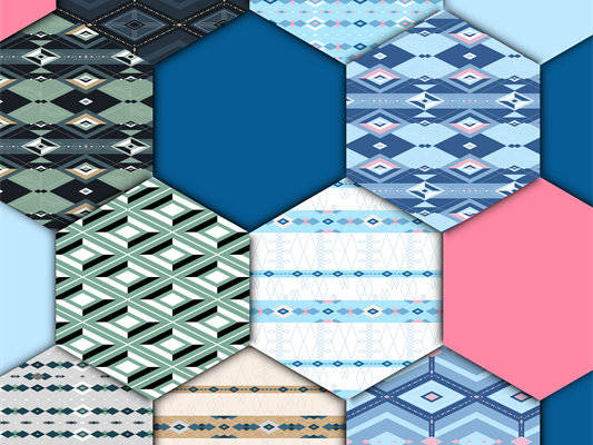 探索时尚新趋势：多色几何图案服装印花面料