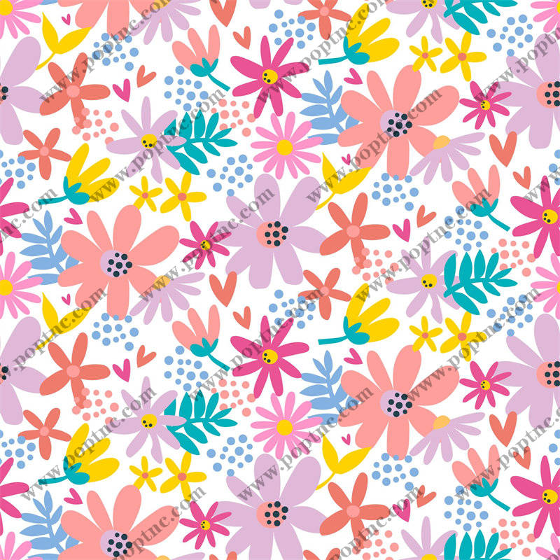 春日花卉图案服装印花面料设计