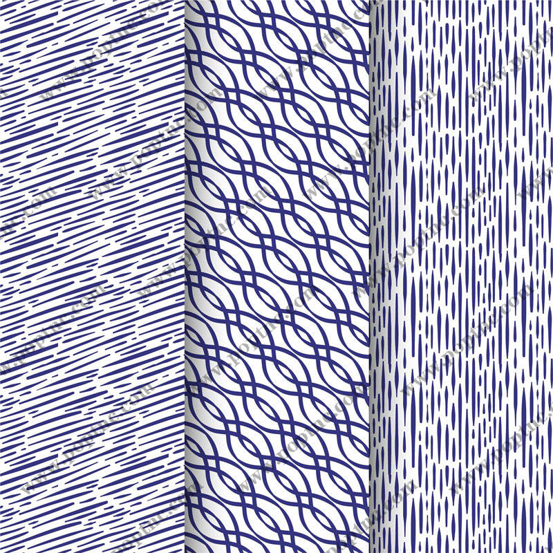 探索经典与现代的交融:深蓝色几何图案服装印花面料