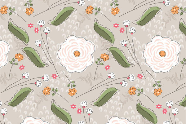 优雅自然风面料印花：春日花卉图案服装印花设计