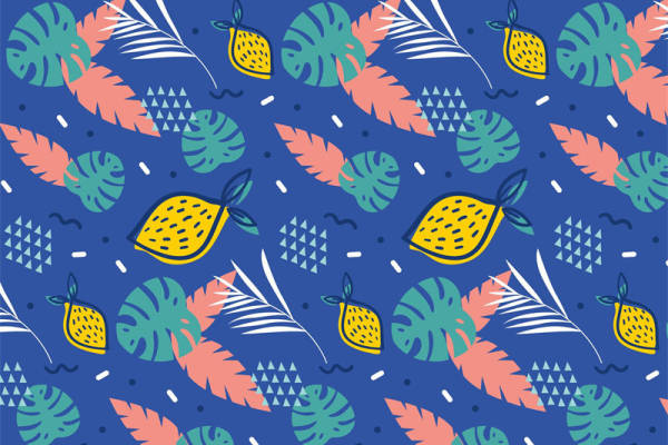 夏日清新菠萝羽毛图案服装印花面料