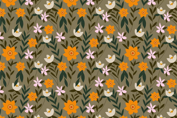 春日田园风格服装印花设计：自然花卉与小鸟图案