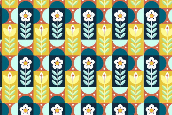 春日清新花卉图案服装印花面料设计