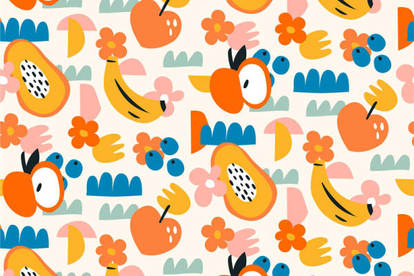 夏日清新水果图案服装印花面料设计