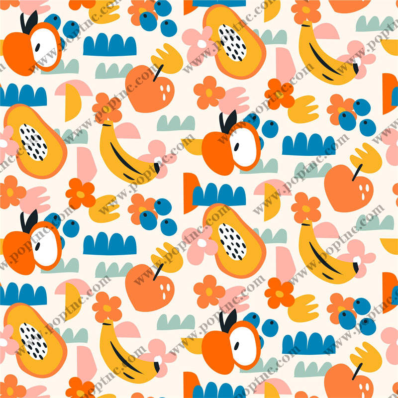 夏日清新水果图案服装印花面料设计