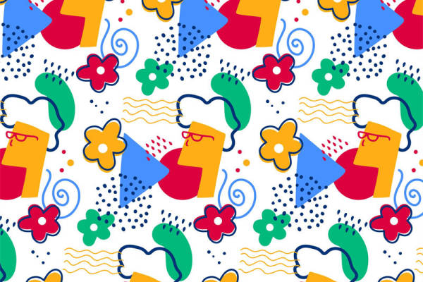 活力四射的抽象几何图案服装印花面料设计