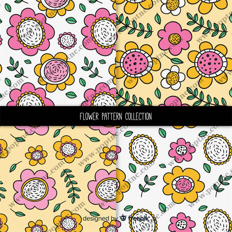 春日花卉图案面料印花:时尚服装印花设计