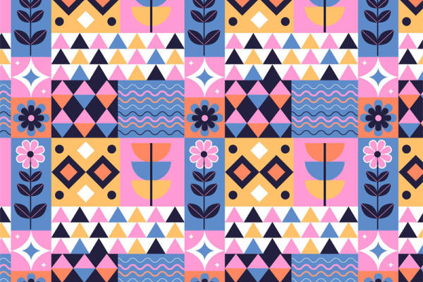 探索充满活力的几何花卉服装印花面料