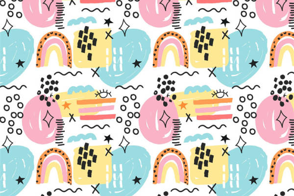 梦幻彩虹与城市剪影面料印花，打造时尚儿童服装