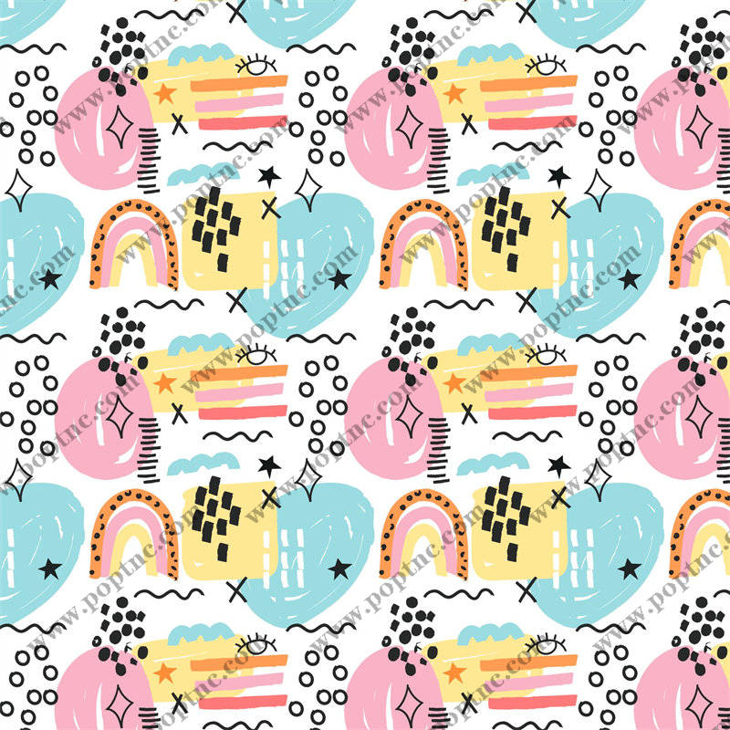 梦幻彩虹与城市剪影面料印花,打造时尚儿童服装