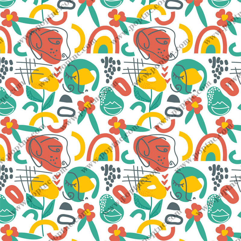 春日活力多彩动物与花卉服装印花面料