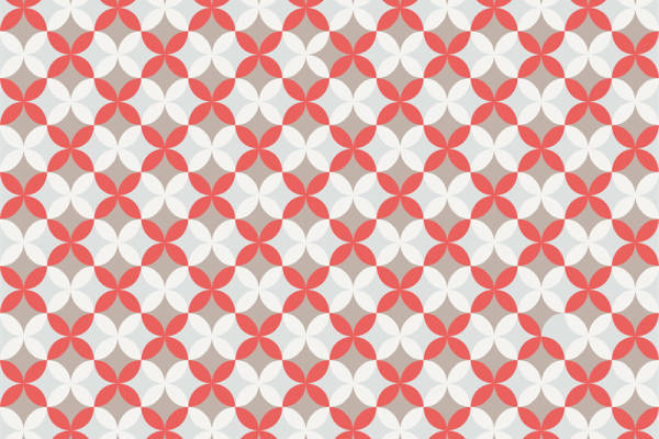 优雅红白灰三色几何图案面料印花服装印花设计