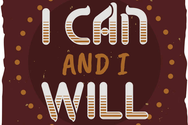 复古风格裁片印花服装:'I Can and I Will'激励语