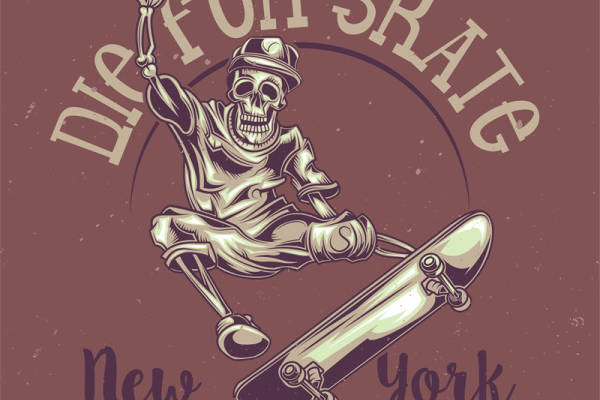 纽约市中心滑板公园的裁片印花服装印花设计