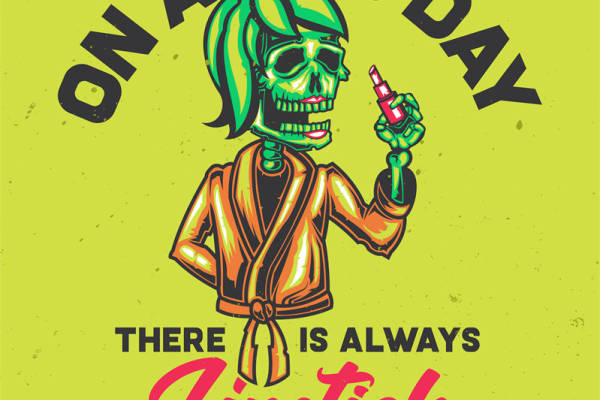 时尚骷髅裁片印花服装:在糟糕的日子里,总有口红相伴