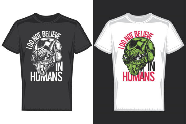 独特外星主题裁片印花服装印花T恤，展现个性风格