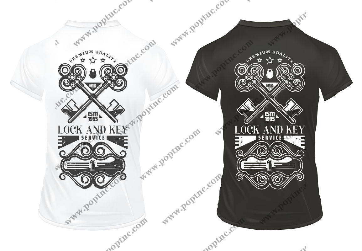 经典锁匠服务主题裁片印花服装印花T恤